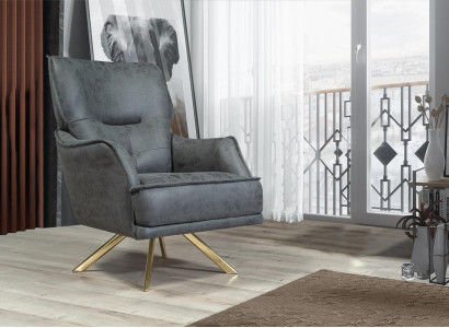 Gray one-seater exclusive r Armchair Lounge Club 1-Seater luxury one-seater
